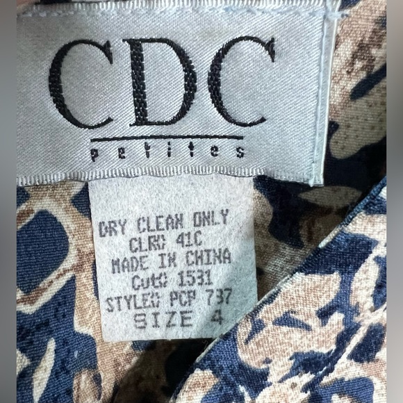 Vintage CDC Womens Ditsy Faux Wrap Tie Front Midi Dress Sleeveless Size 4 - Picture 8 of 13